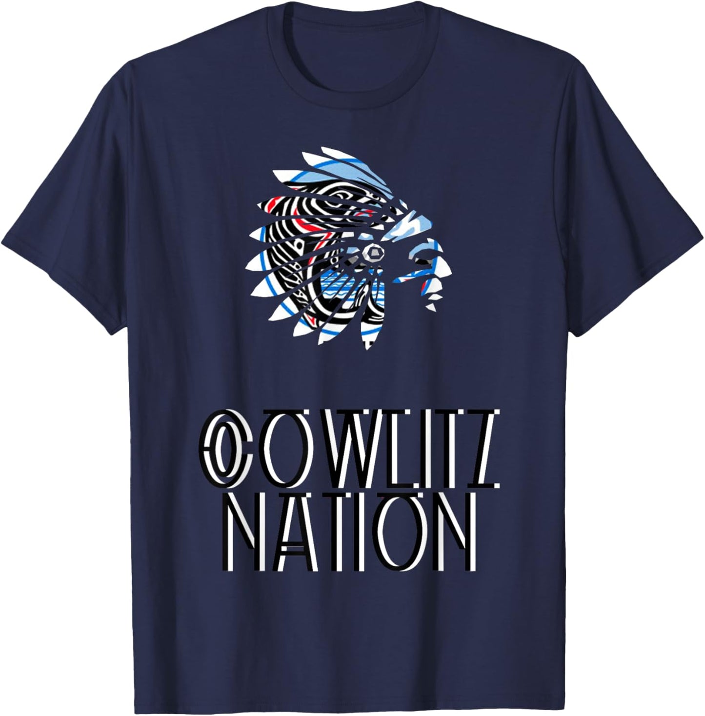 Cowlitz Tribal Nation Flag | Native American | Headdress T-Shirt - T-Shirt | Navy