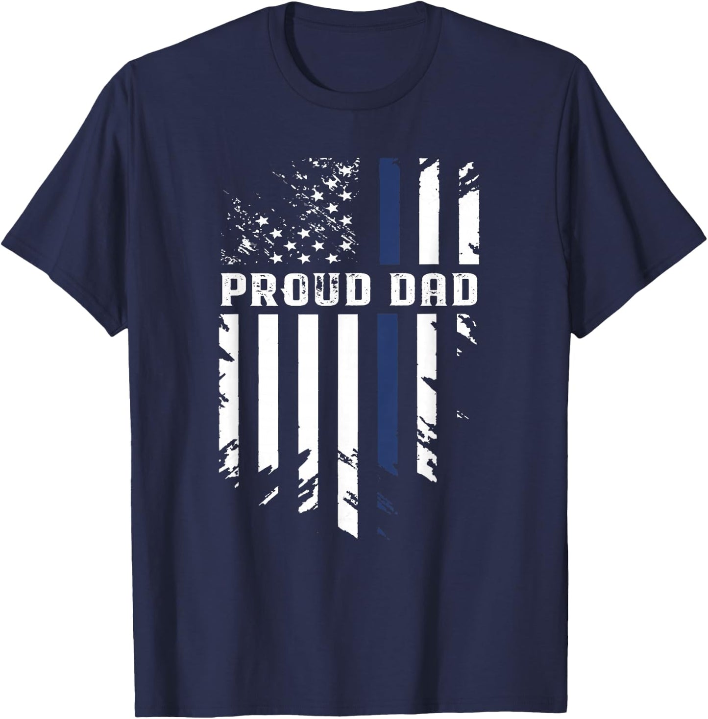 Thin Blue Line Proud Dad Police Family T-Shirt - T-Shirt | Navy