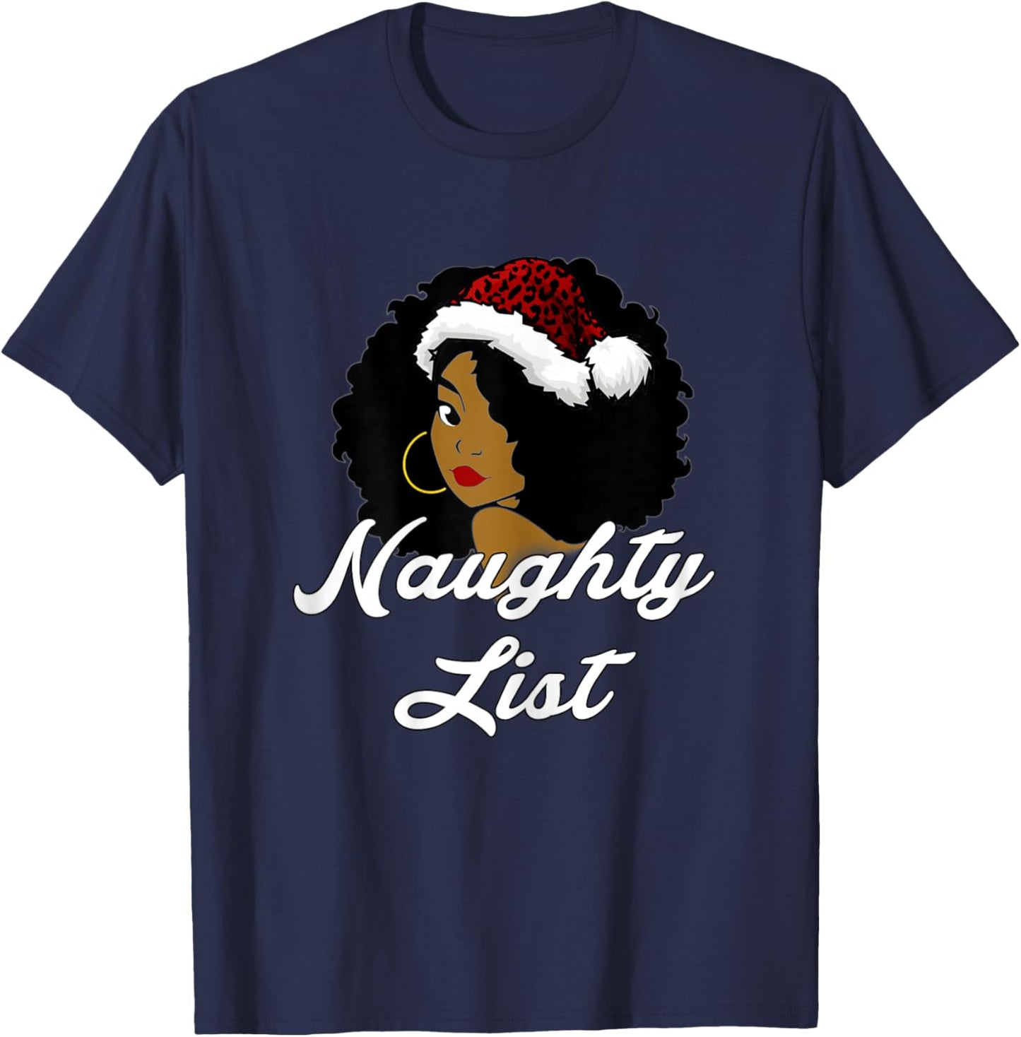 Stylish African American Christmas Top | Christmas T-Shirt - T-Shirt | Navy