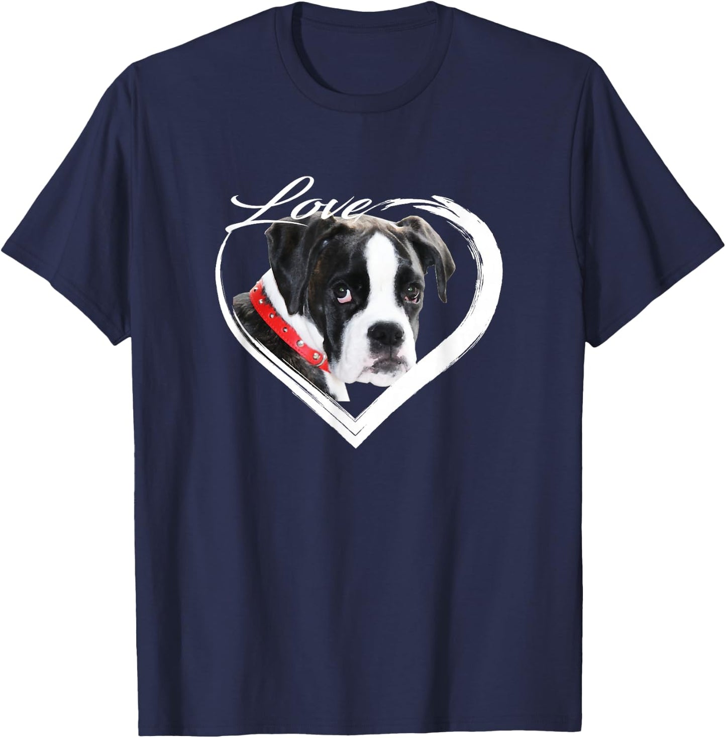 Love Boxers Black and White Puppy Dog Lover Gifts T-Shirt - T-Shirt | Navy