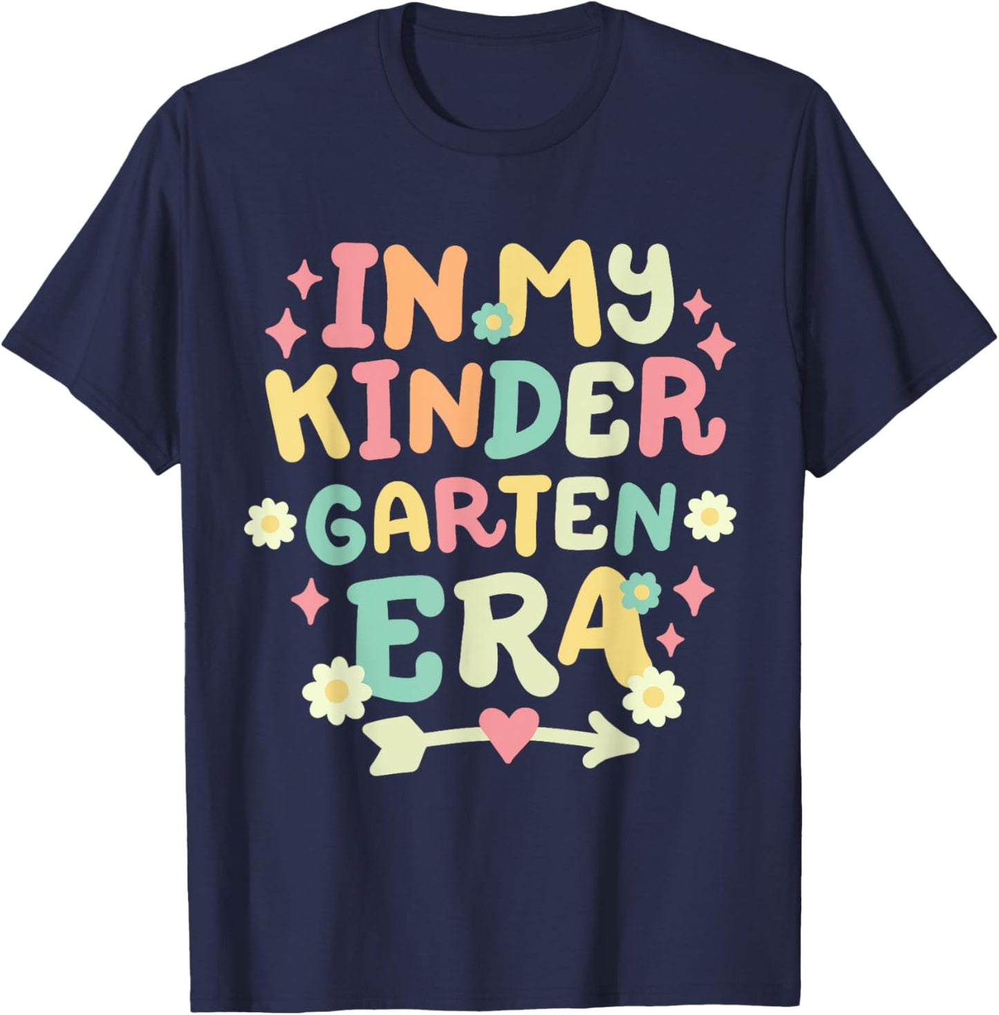 In My Kindergarten Era Retro Groovy Back To School Kids T-Shirt - T-Shirt | Navy