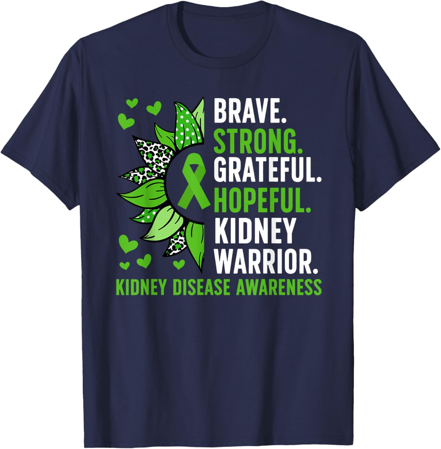 Kidney Disease Warrior Kidney Disease Awareness Month T-Shirt - T-Shirt | Navy
