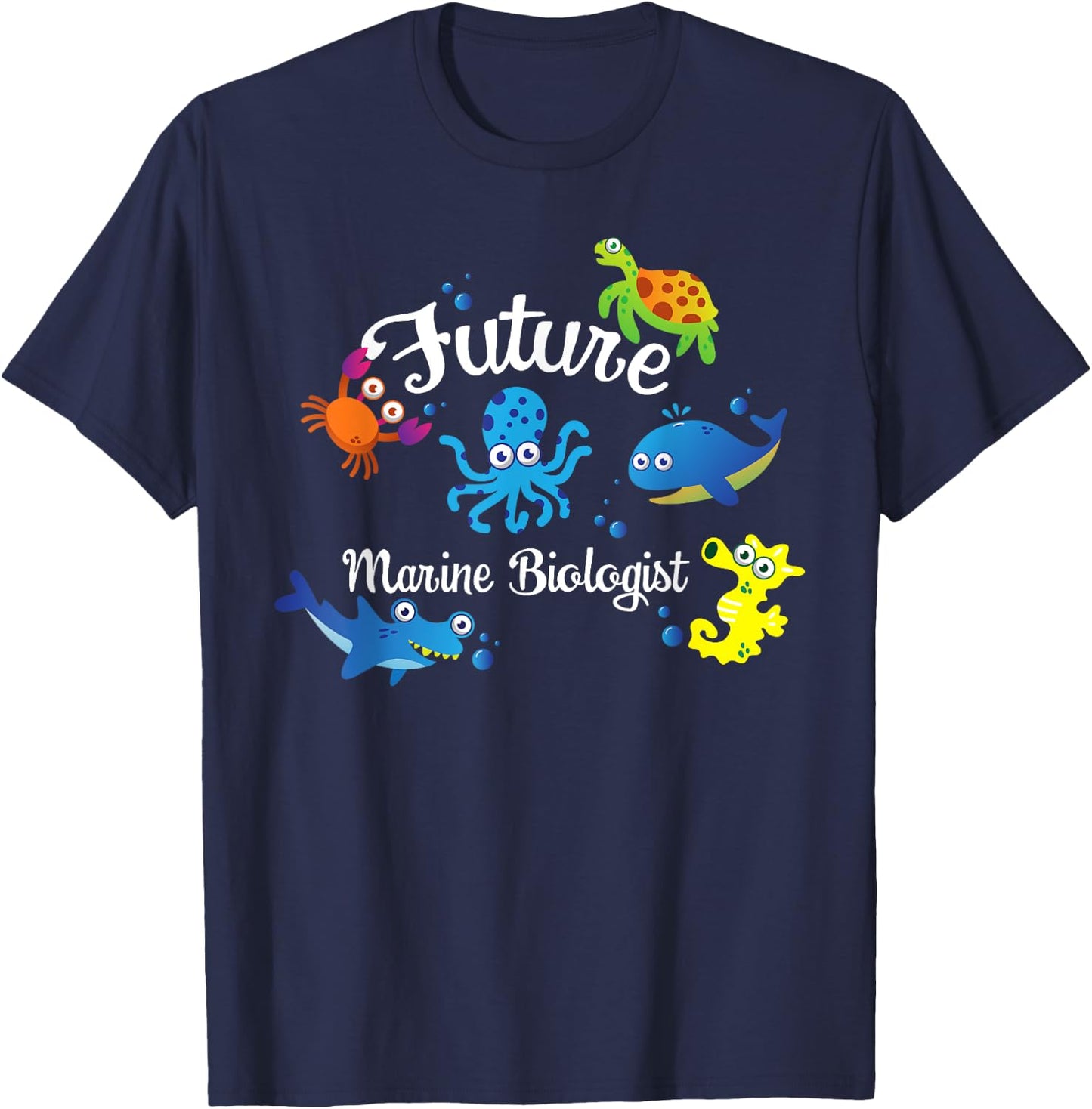 Future Marine Biologist Job Ocean Animal Lover Whale Turtle T-Shirt - T-Shirt | Navy