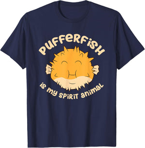 Pufferfish Is My Spirit Animal Funny Puffer Fish T-Shirt - T-Shirt | Navy