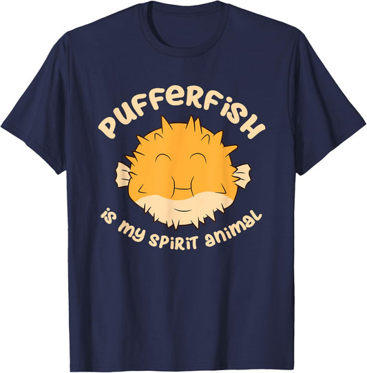 Pufferfish Is My Spirit Animal Funny Puffer Fish T-Shirt - T-Shirt | Navy