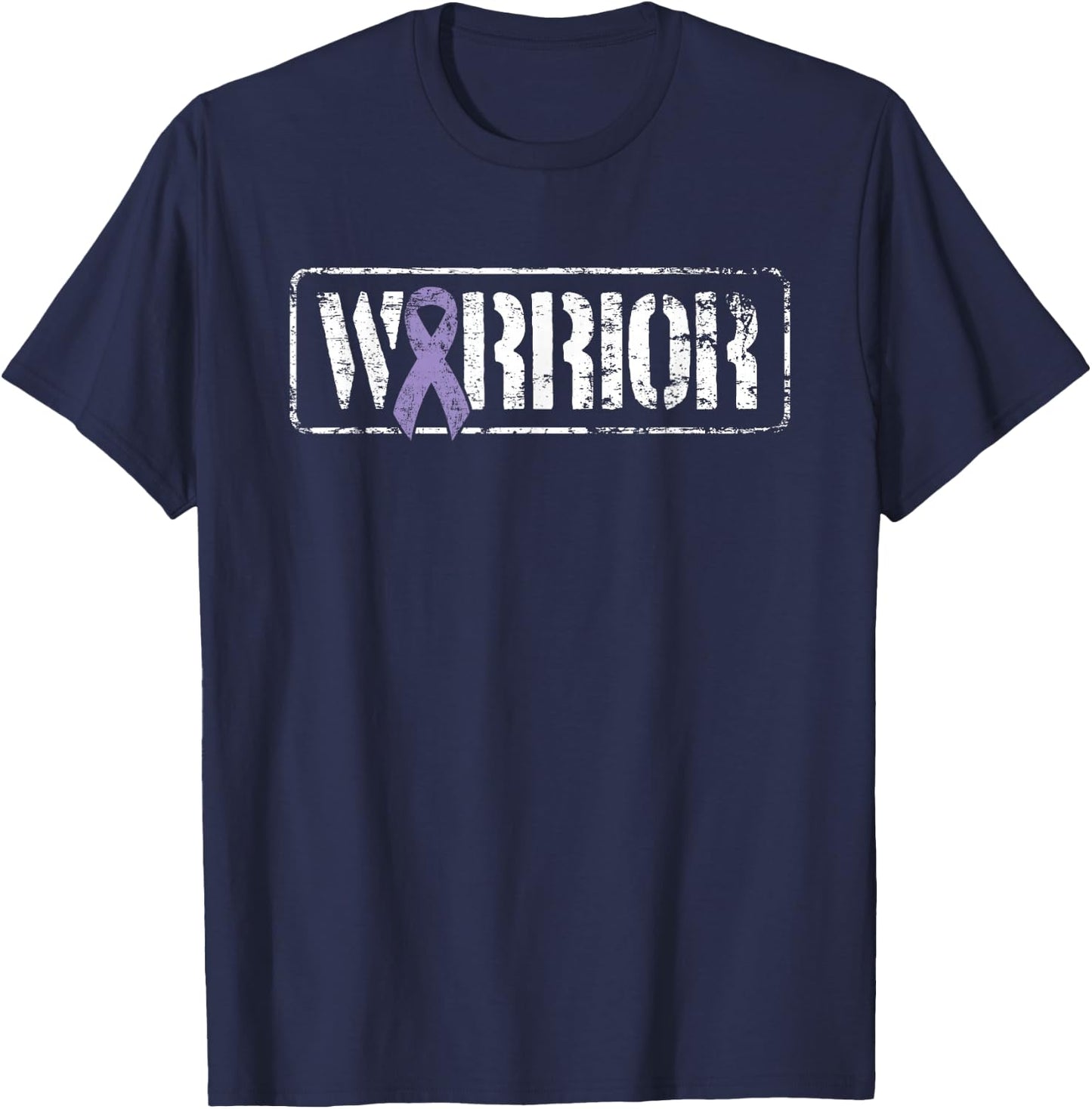 Testicular Cancer Warrior - Purple Military Style Ribbon T-Shirt - T-Shirt | Navy
