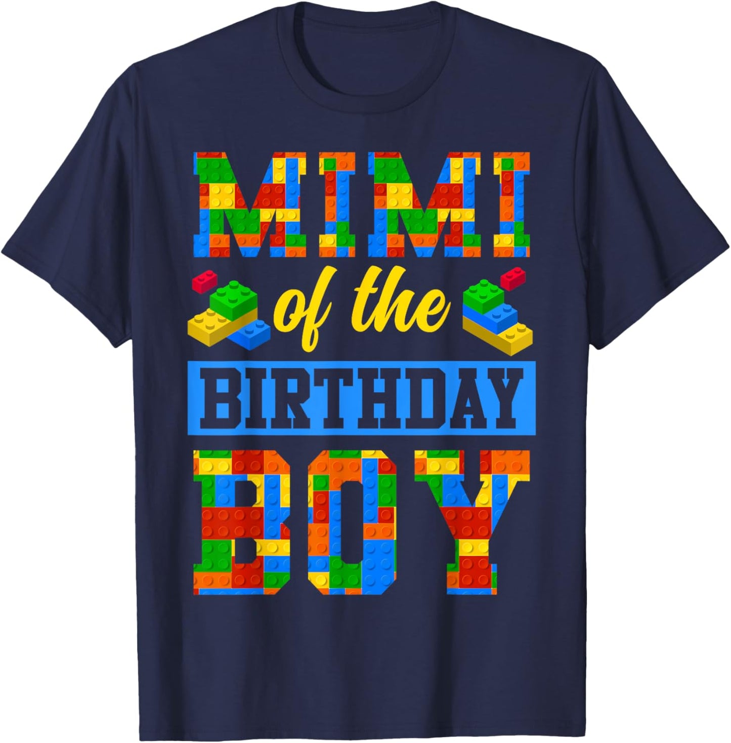 Mimi Of The Birthday Boy Building Block Bday Party T-Shirt - T-Shirt | Navy