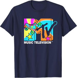 Mademark x MTV - Roller Skates MTV Logo Classic Music Television T-Shirt - T-Shirt | Navy