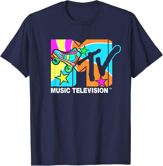 Mademark x MTV - Roller Skates MTV Logo Classic Music Television T-Shirt - T-Shirt | Navy