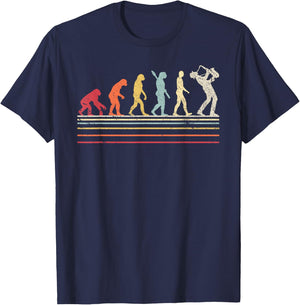 Funny Saxophone . Retro Vintage Evolution of Man Shirt T-Shirt - T-Shirt | Navy
