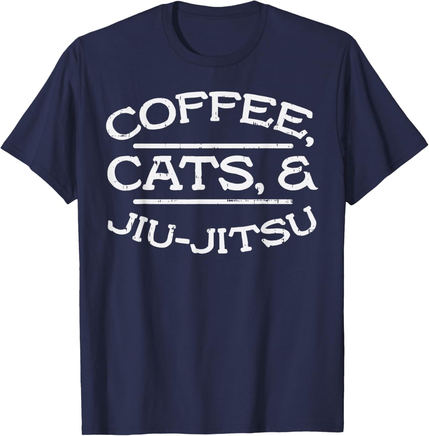 Coffee Cats Jiu Jitsu BJJ Sports Brazilian Martial Arts Gift T-Shirt - T-Shirt | Navy