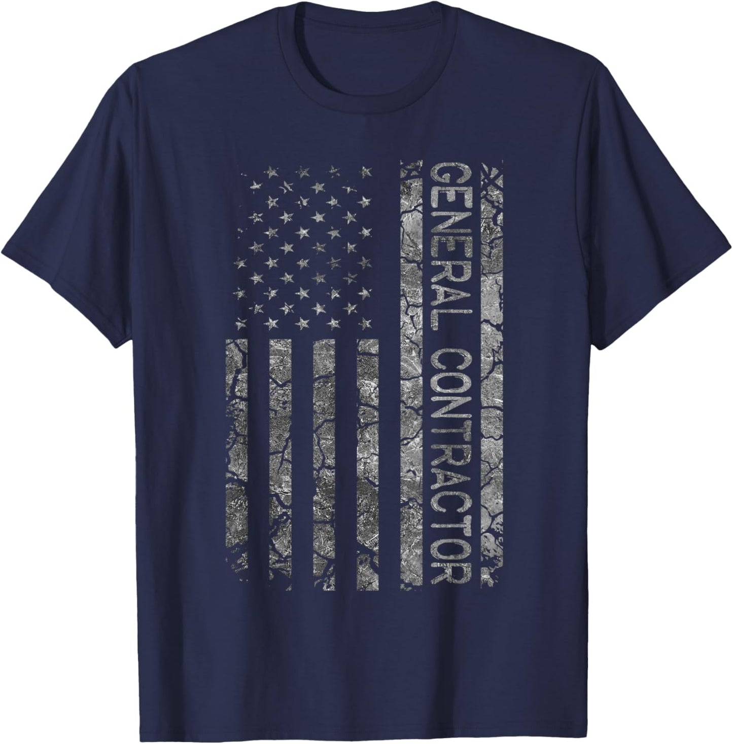 American Flag Job Title Worker Funny General Contractor Women Men T-Shirt - T-Shirt | Navy