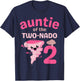 Auntie of the Two-nado Tornado Theme 2nd Birthday Party Kids T-Shirt - T-Shirt | Navy