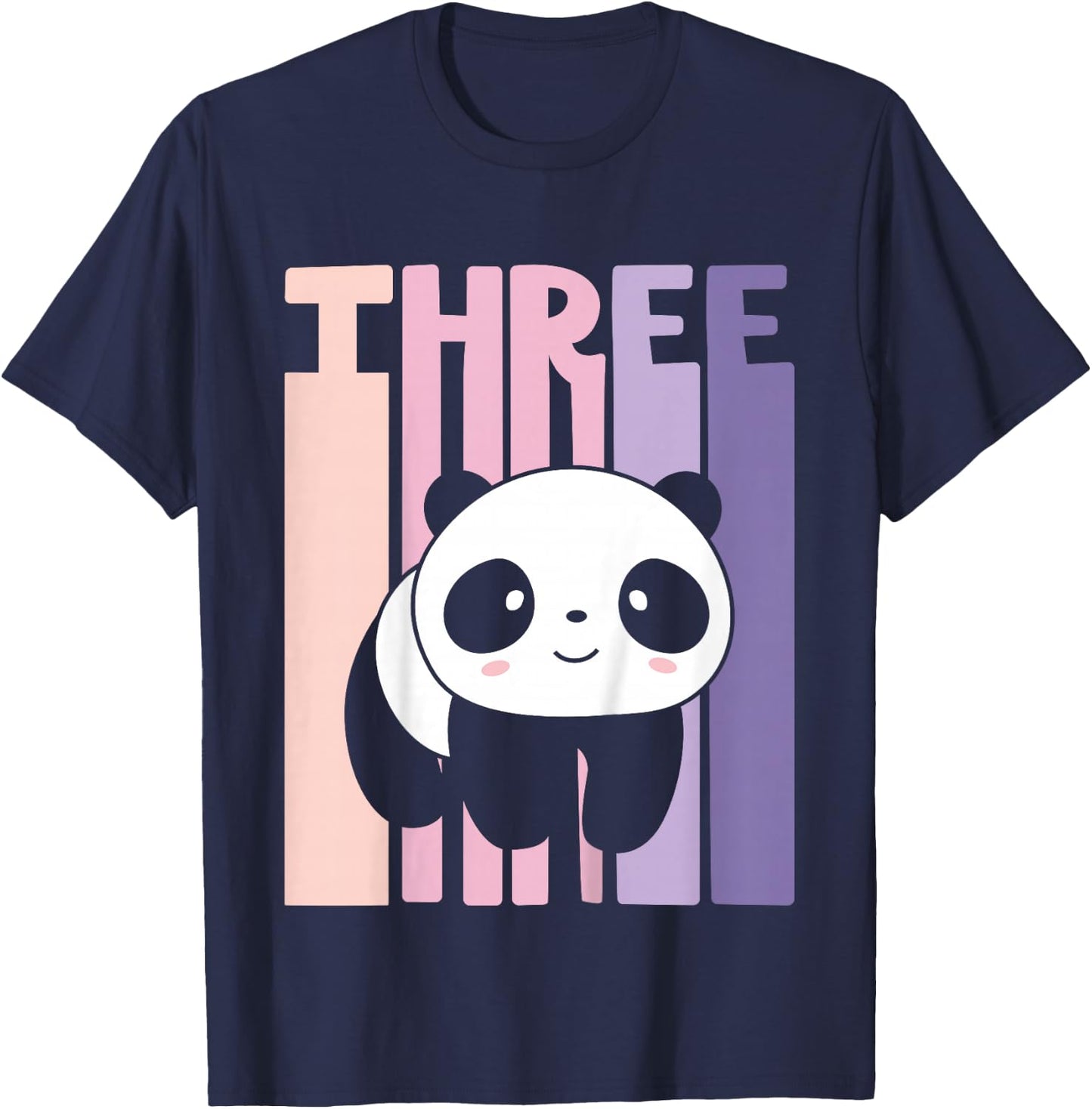 3 Year Old Cute Panda Birthday Girl 3rd B-day T-Shirt - T-Shirt | Navy