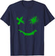 Green Grunge Face Kelly Green Color Graphic T-Shirt - T-Shirt | Navy