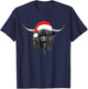 Scottish Highland Cow Christmas Santa Hat T-Shirt - T-Shirt | Navy