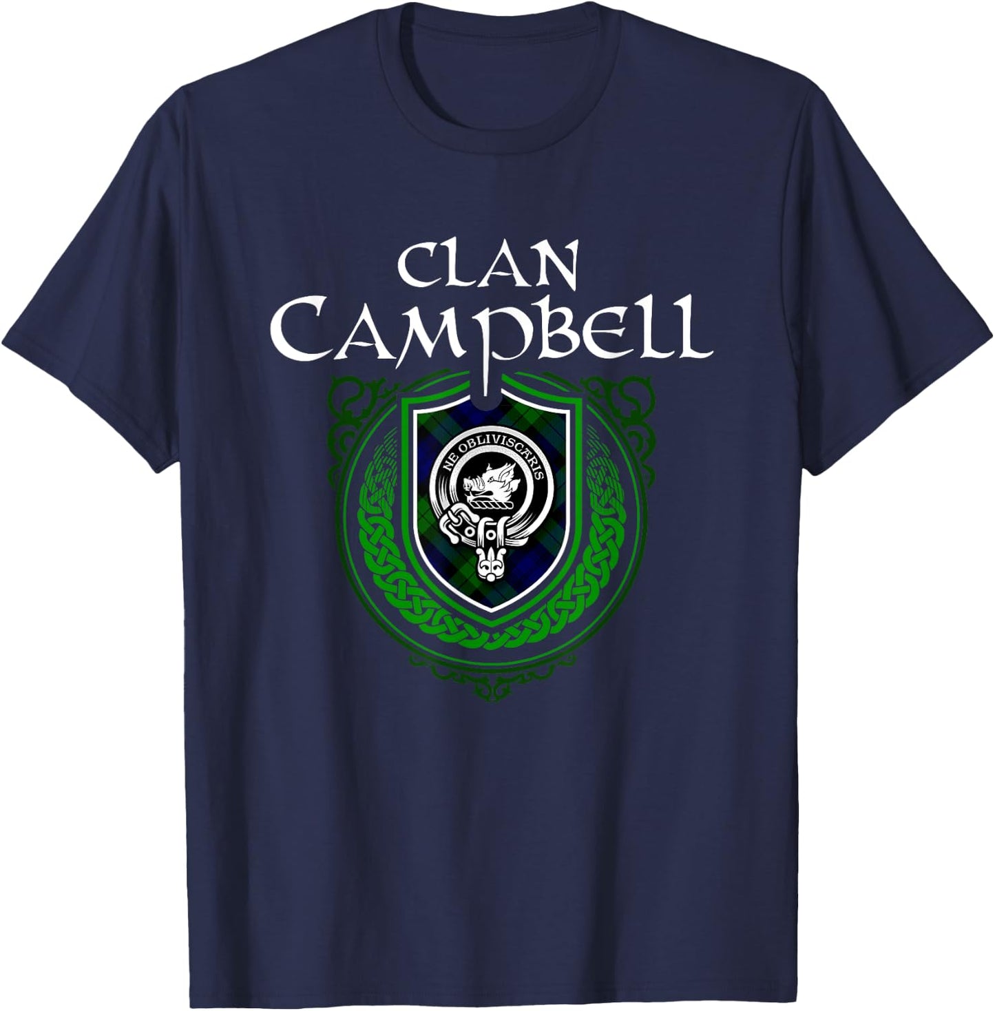 Clan Campbell Surname Scottish Clan Crest Tartan Badge T-Shirt - T-Shirt | Navy
