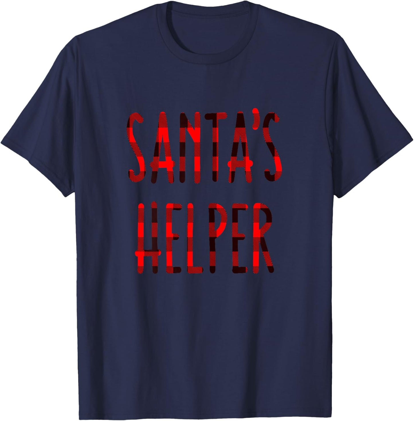 Santas Helper Mrs Claus Christmas Red Plaid T-Shirt - T-Shirt | Navy