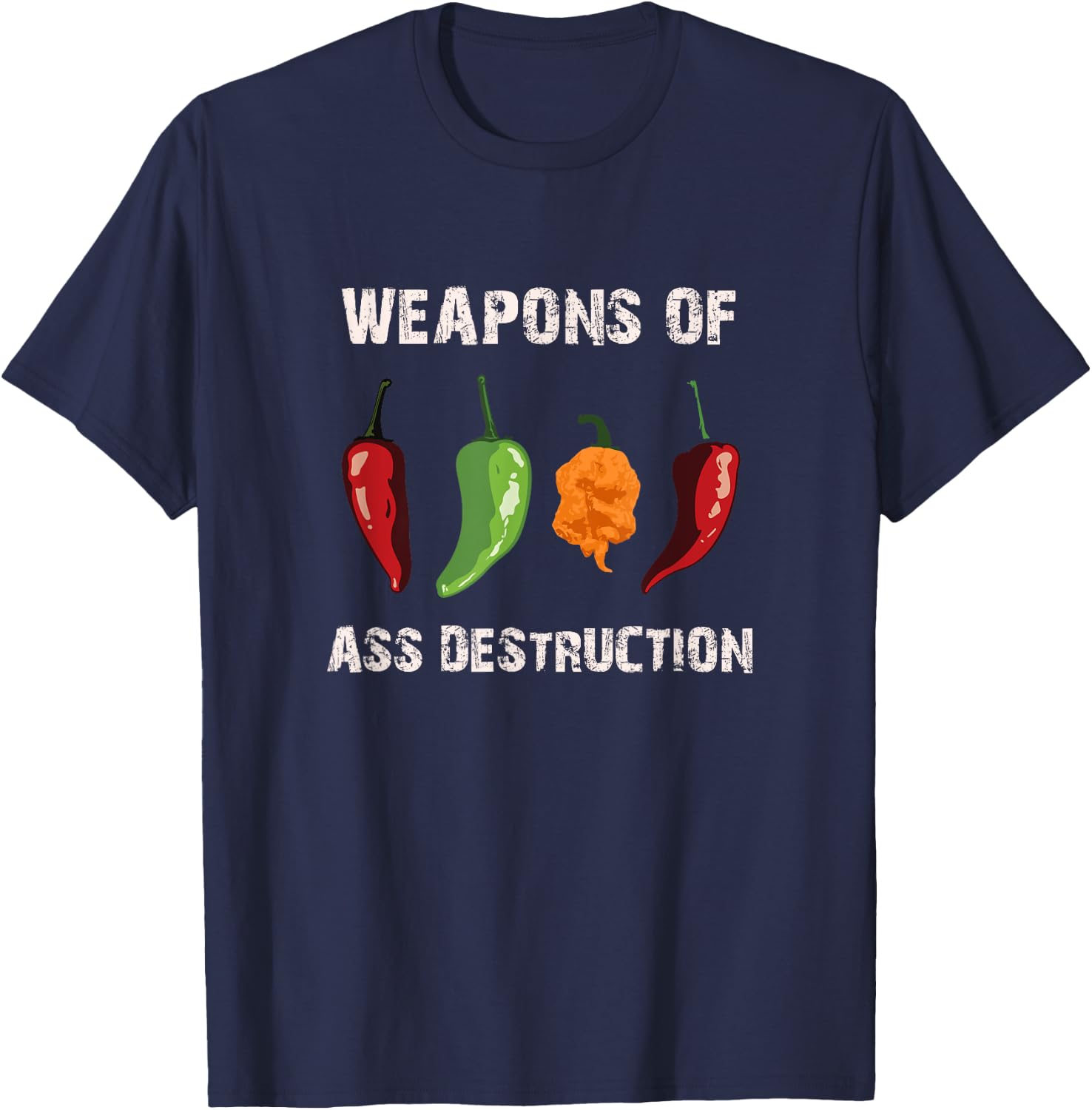 Funny pepper chili head spicy hot foods T-Shirt - T-Shirt | Navy