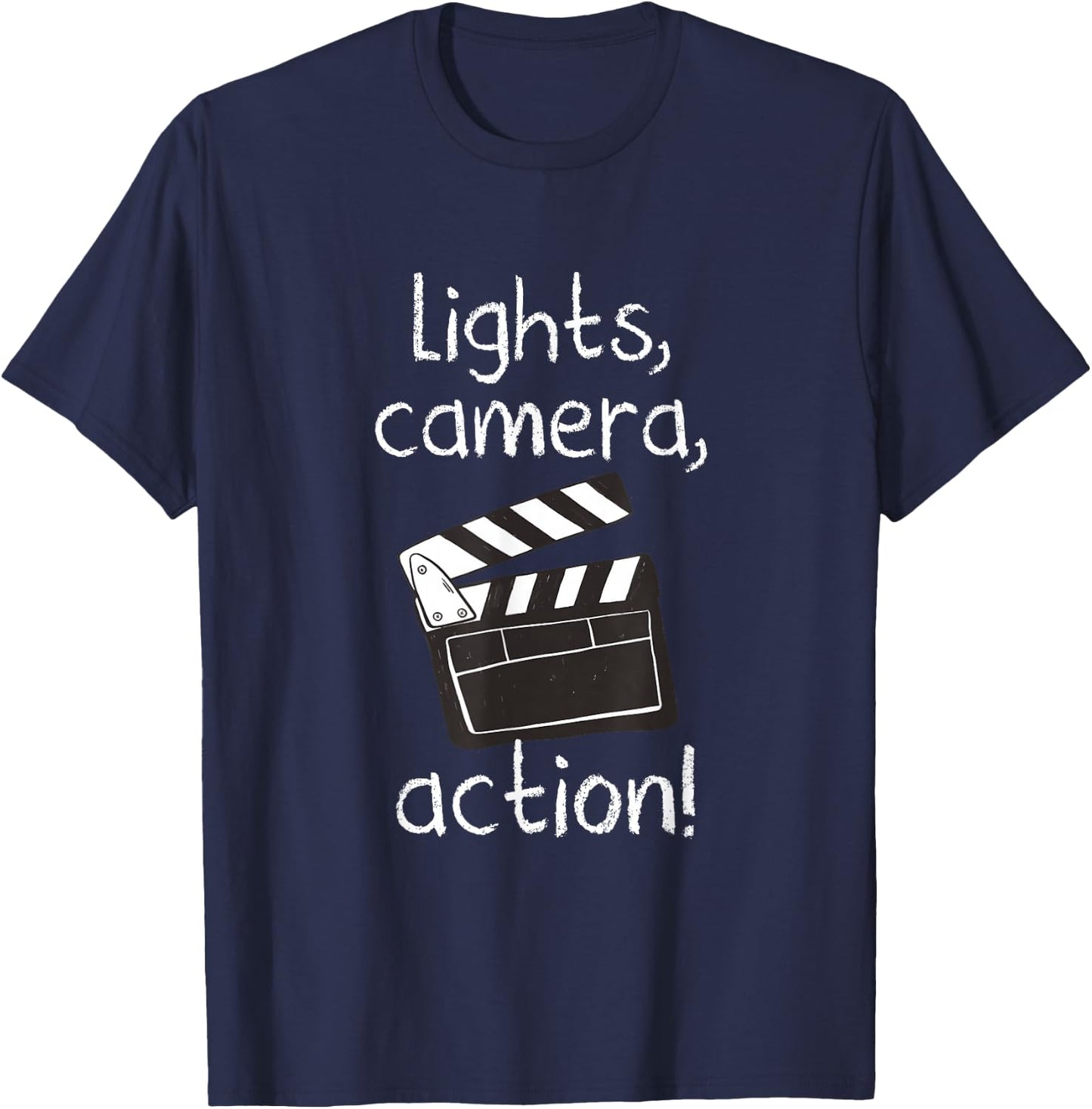Lights Camera Action Movie Director Movie Clapper Board Gift T-Shirt - T-Shirt | Navy
