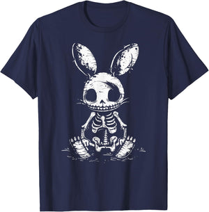 Skeleton Bunny Rabbit Skull Alt Goth Grunge Horror Aesthetic T-Shirt - T-Shirt | Navy