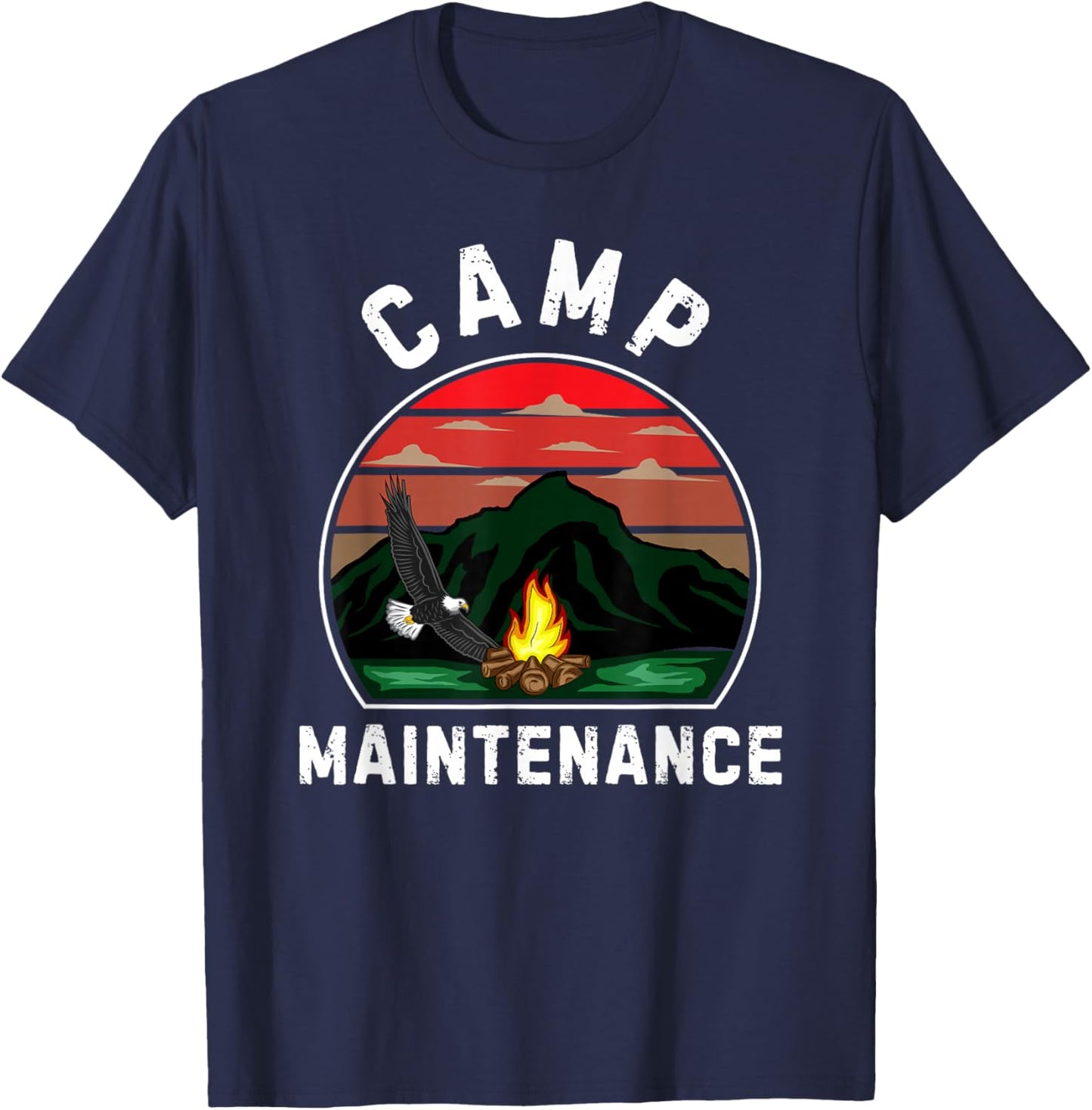 Camp Maintenance Retro Summer Camper Staff Camping T-Shirt - T-Shirt | Navy
