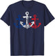 Retro Red White Blue Boat Anchor Patriotic 4th Of July T-Shirt - T-Shirt | Navy