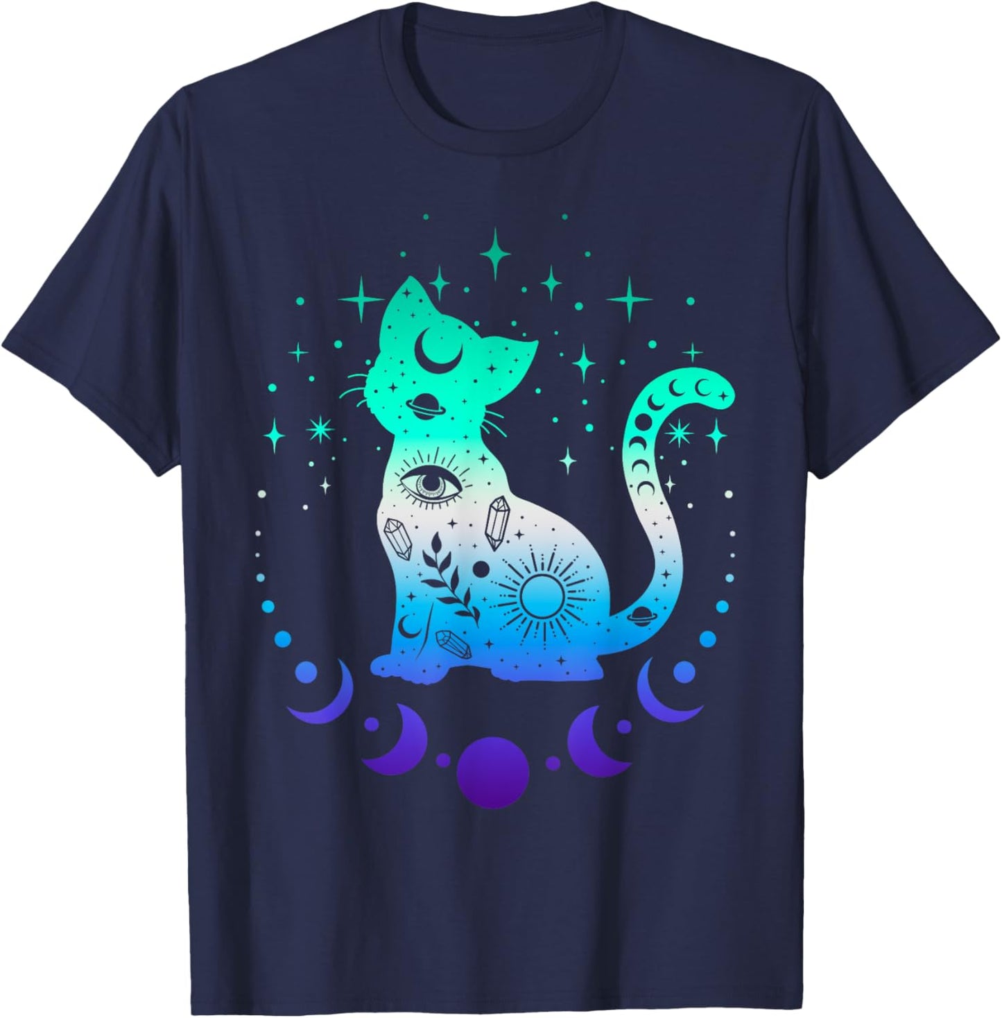 New Blue Gay Male MLM Pride Flag, Astrology Cat T-Shirt - T-Shirt | Navy