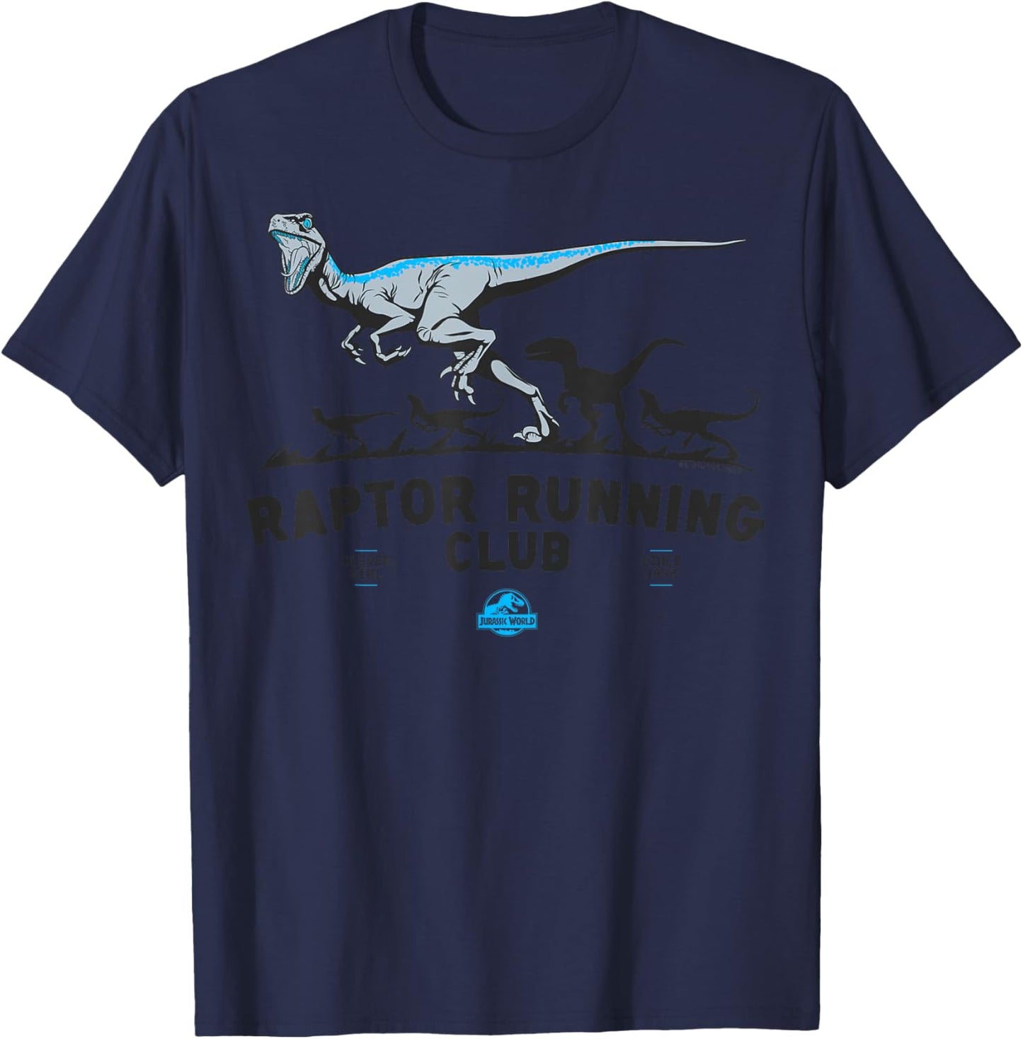 Jurassic World Boys' Raptor Running Club , Grey, Small T-Shirt - T-Shirt | Navy