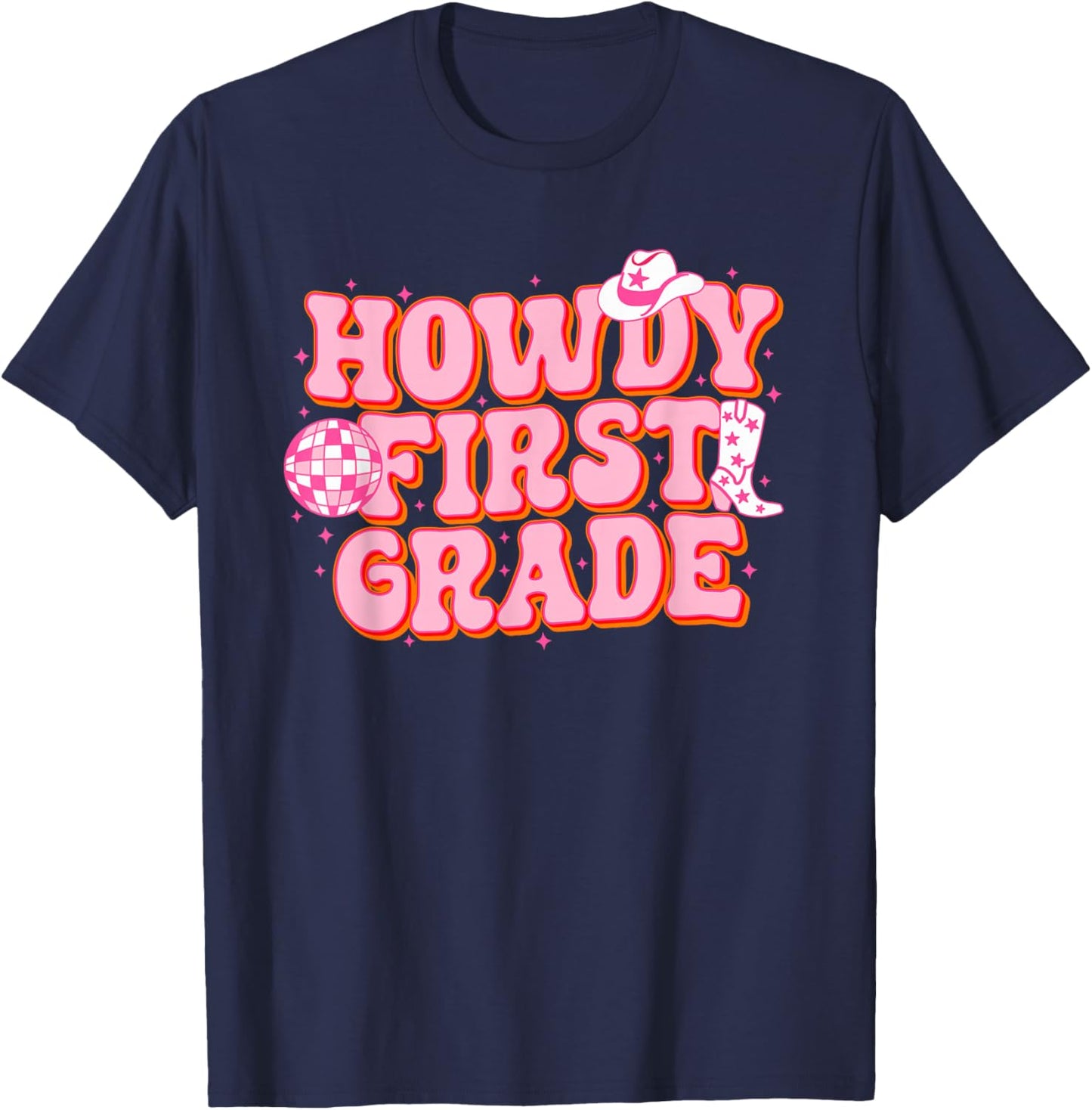 Howdy First Grade Cowgirl Teacher 1st Grade Back To School T-Shirt - T-Shirt | Navy
