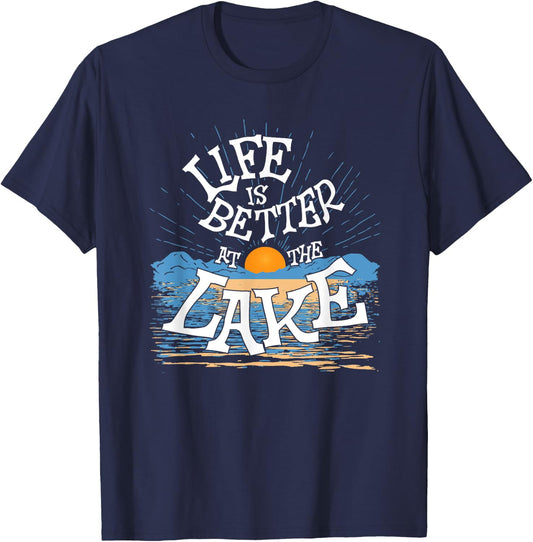 Life Is Better At The Lake Living Day Lifestyle Boating T-Shirt - T-Shirt | Navy