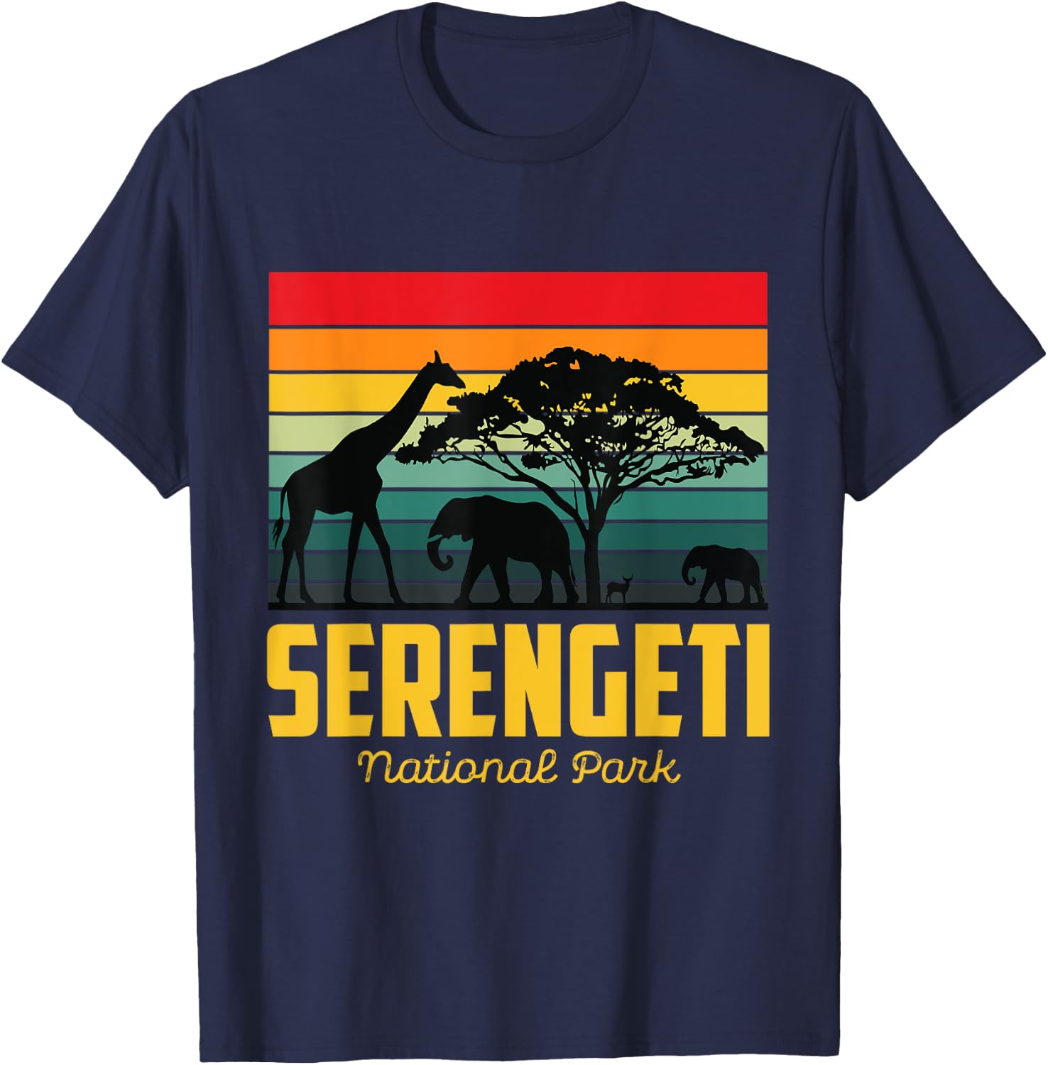 Serengeti Tanzania Safari Africa National Park Big Five T-Shirt - T-Shirt | Navy