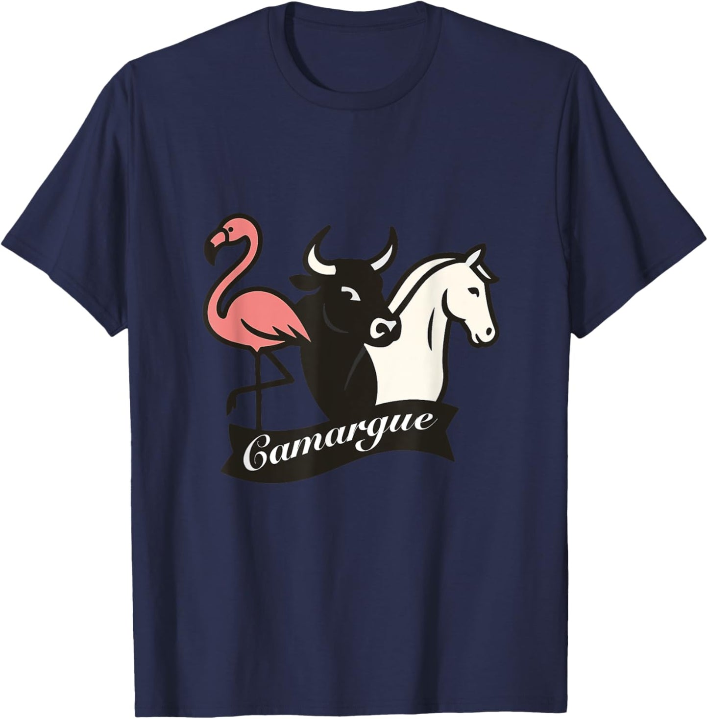 Camargue - Flamingo Cow Horse T-Shirt - T-Shirt | Navy
