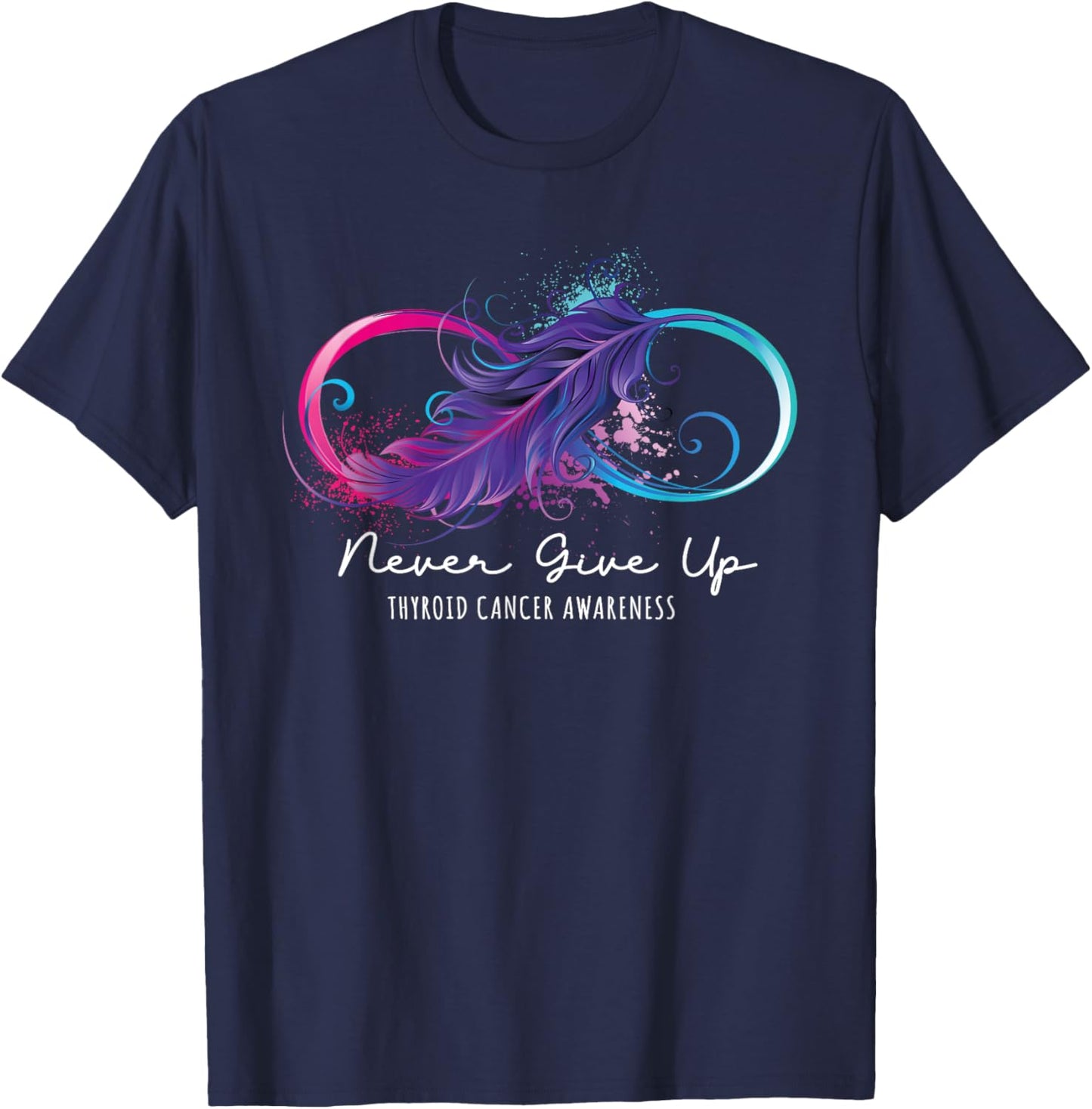 Thyroid Cancer Awareness Survivor Ribbon Strong Family T-Shirt - T-Shirt | Navy