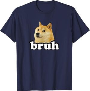 Doge Meme Lover Kids Bruh Shiba Inu T-Shirt - T-Shirt | Navy