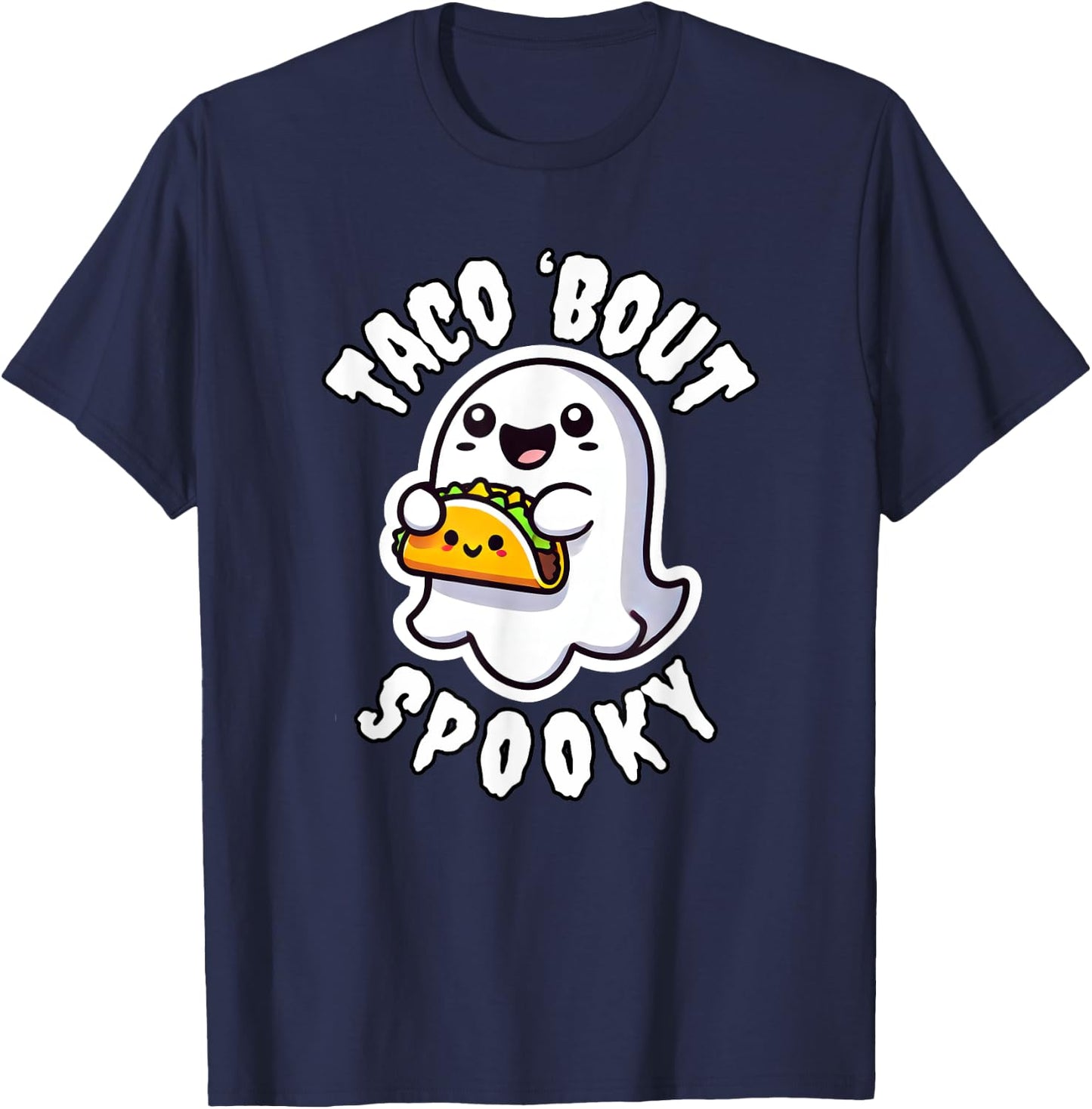 Taco' Bout Spooky Cute Ghost Holding a Taco Halloween Kids T-Shirt - T-Shirt | Navy