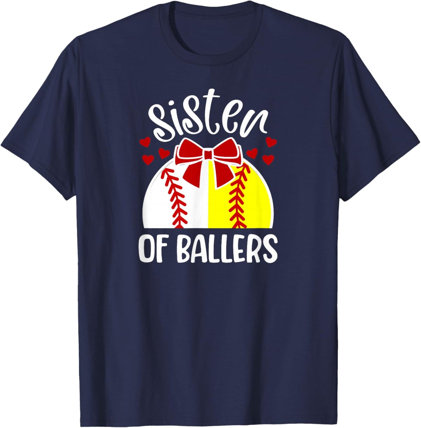 Sister Of Ballers Softball Baseball Sister T-Shirt - T-Shirt | Navy