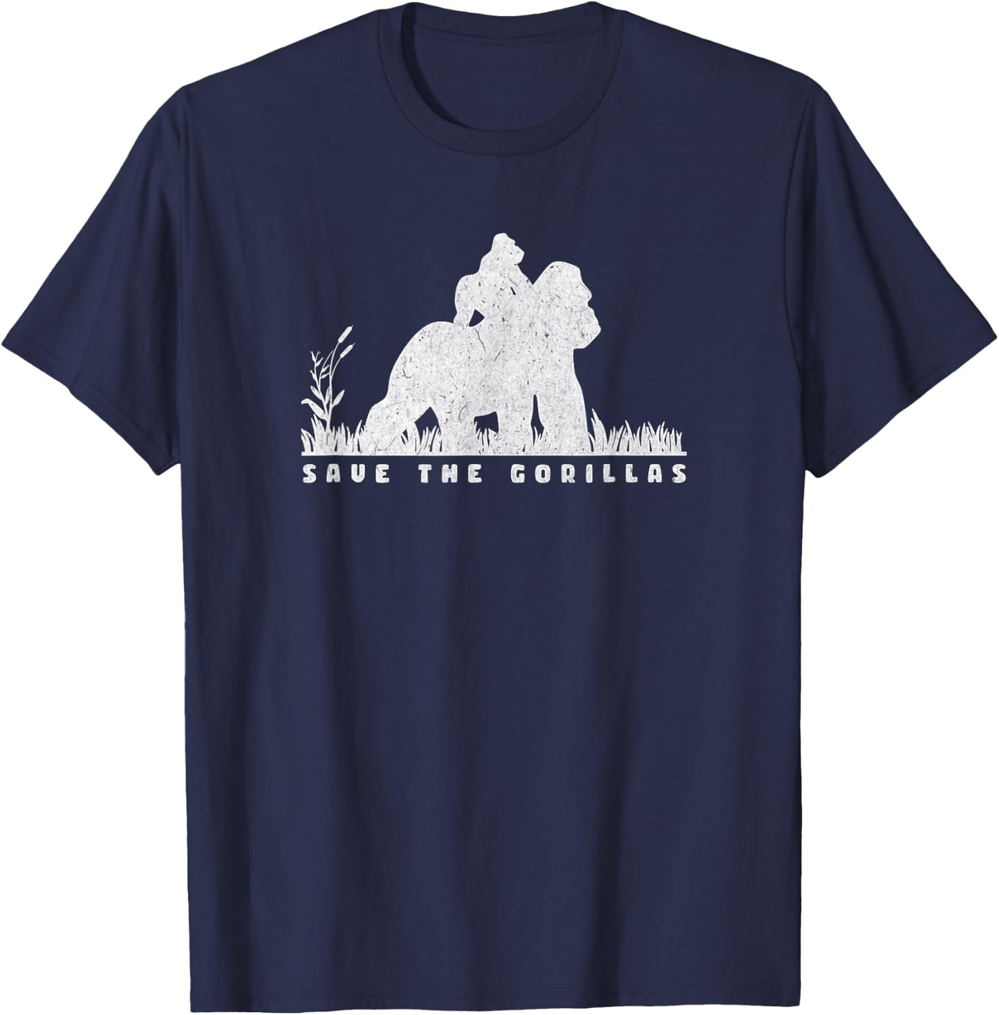 Save the Gorillas - Mama & Baby Gorilla T-Shirt - T-Shirt | Navy