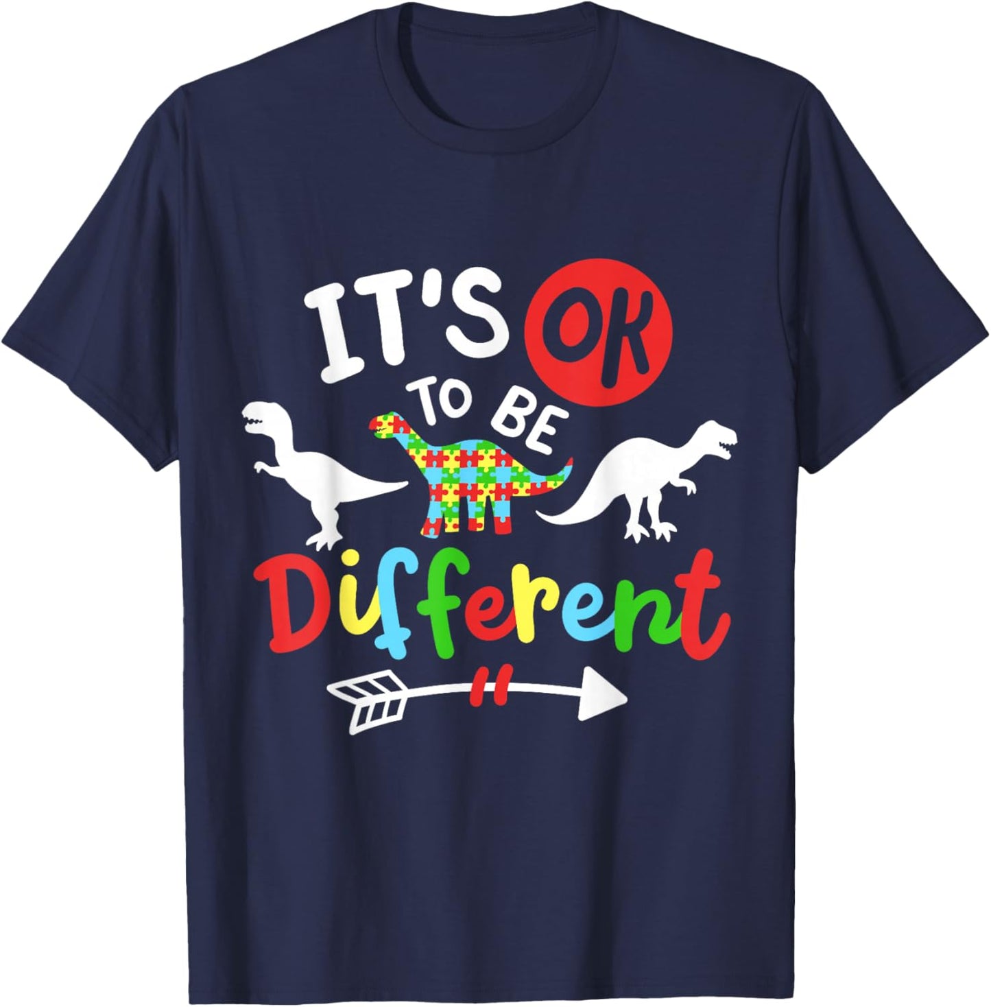 Autism Awareness Dinosaur T-Shirt - T-Shirt | Navy