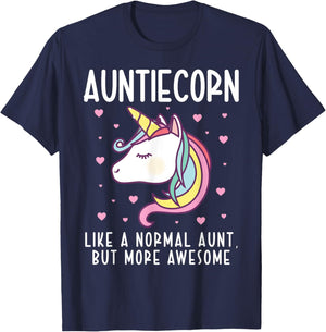 Auntiecorn Like A Normal Aunt Funny Auntie Unicorn Family T-Shirt - T-Shirt | Navy