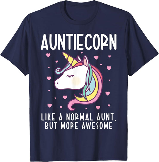 Auntiecorn Like A Normal Aunt Funny Auntie Unicorn Family T-Shirt - T-Shirt | Navy