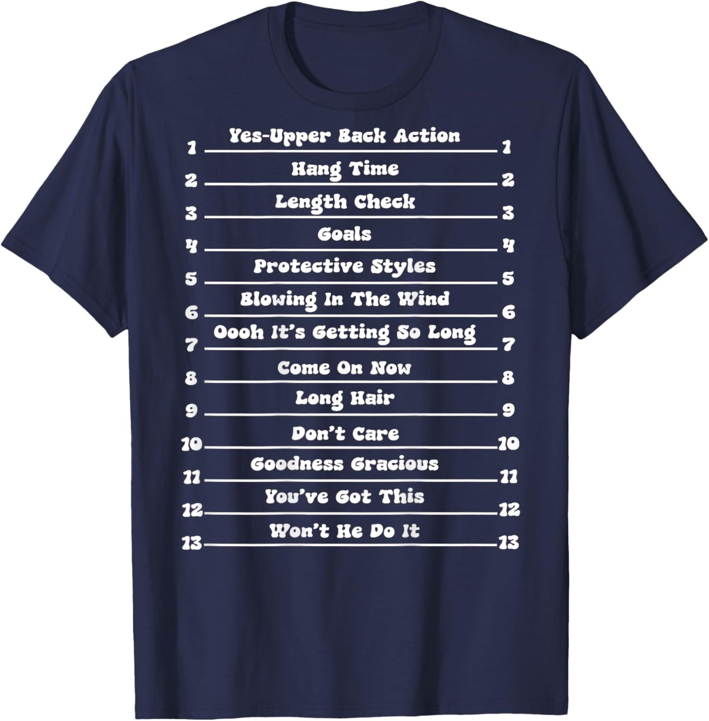 Long Natural Hair Tracking, Funny Length Check Hair T-Shirt - T-Shirt | Navy