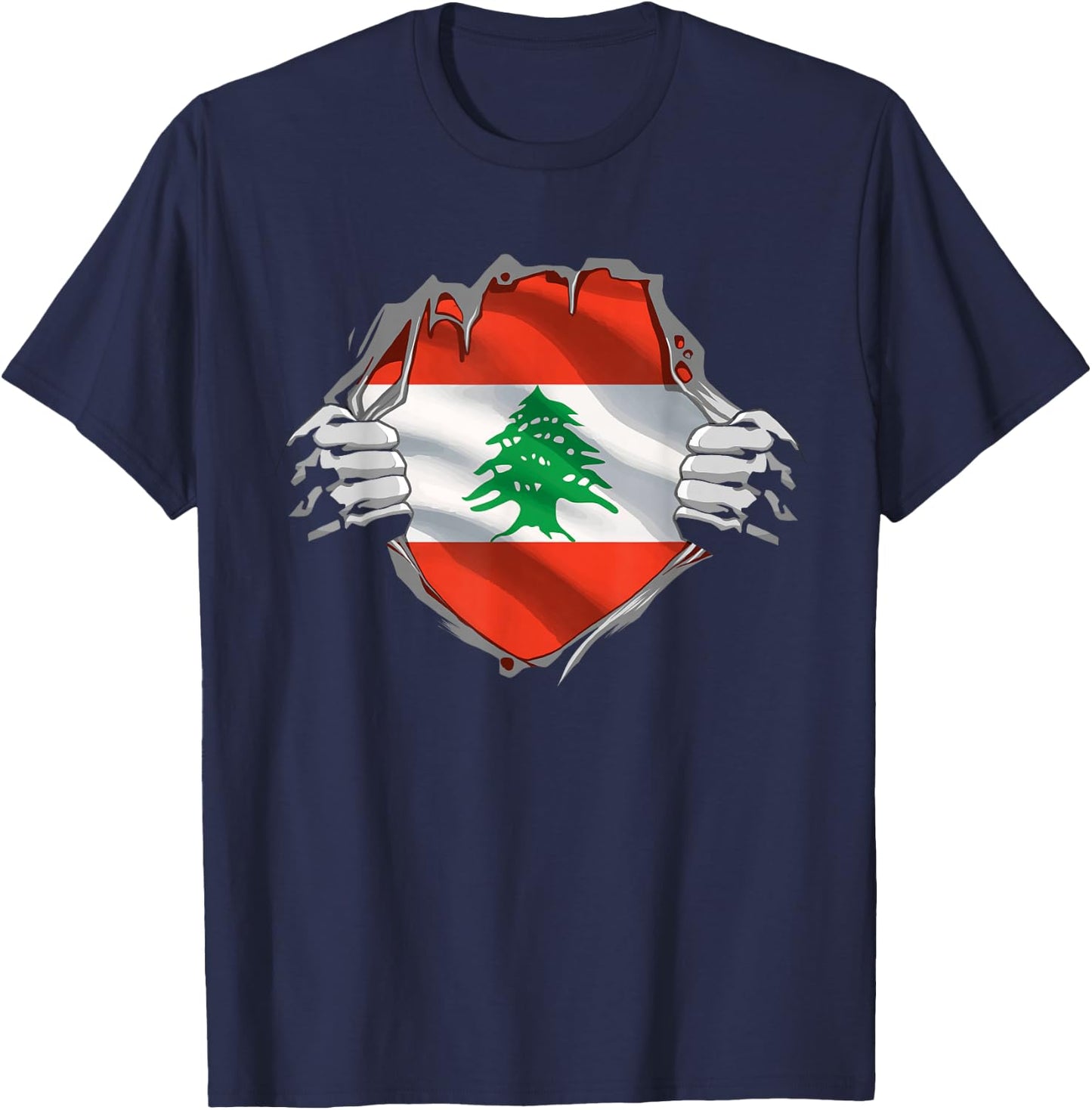 Lebanon Shirt Super Lebanese Flag Middle East Lebanese Roots T-Shirt - T-Shirt | Navy