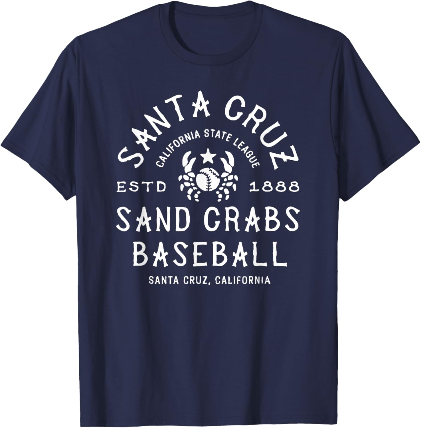 Vintage Santa Cruz California Sand Crabs Defunct Baseball T-Shirt - T-Shirt | Navy