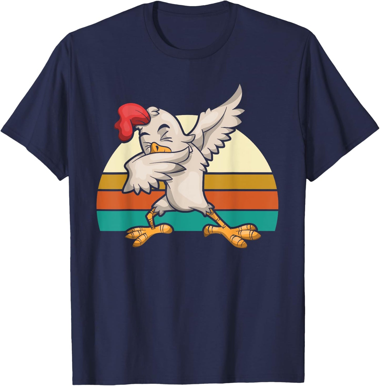 Retro Dabbing Rooster Kids Gift Funny Chicken T-Shirt - T-Shirt | Navy