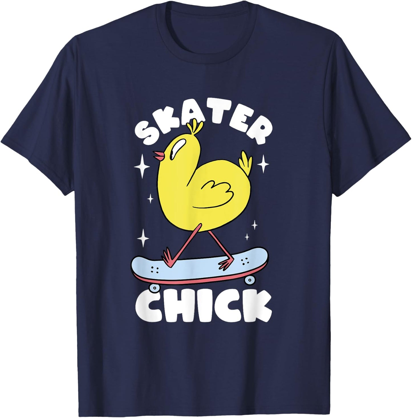 Skater Chick Cute Chicken Skateboard Skateboarding Girls T-Shirt - T-Shirt | Navy