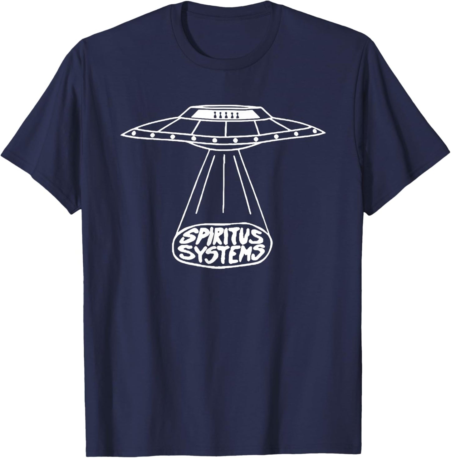 Spiritus Systems Uab Glow - Black, -Adults, Short Sleeve, Cotton 60% Polyester 40%, Small, Glowing UFO Pattern, Christmas Occasion T-Shirt - T-Shirt | Navy