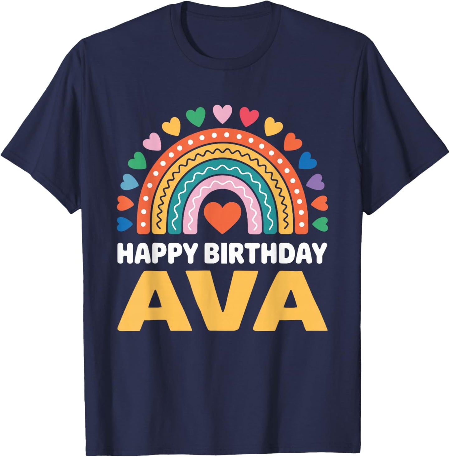 Ava Happy Birthday Rainbow T-Shirt - T-Shirt | Navy