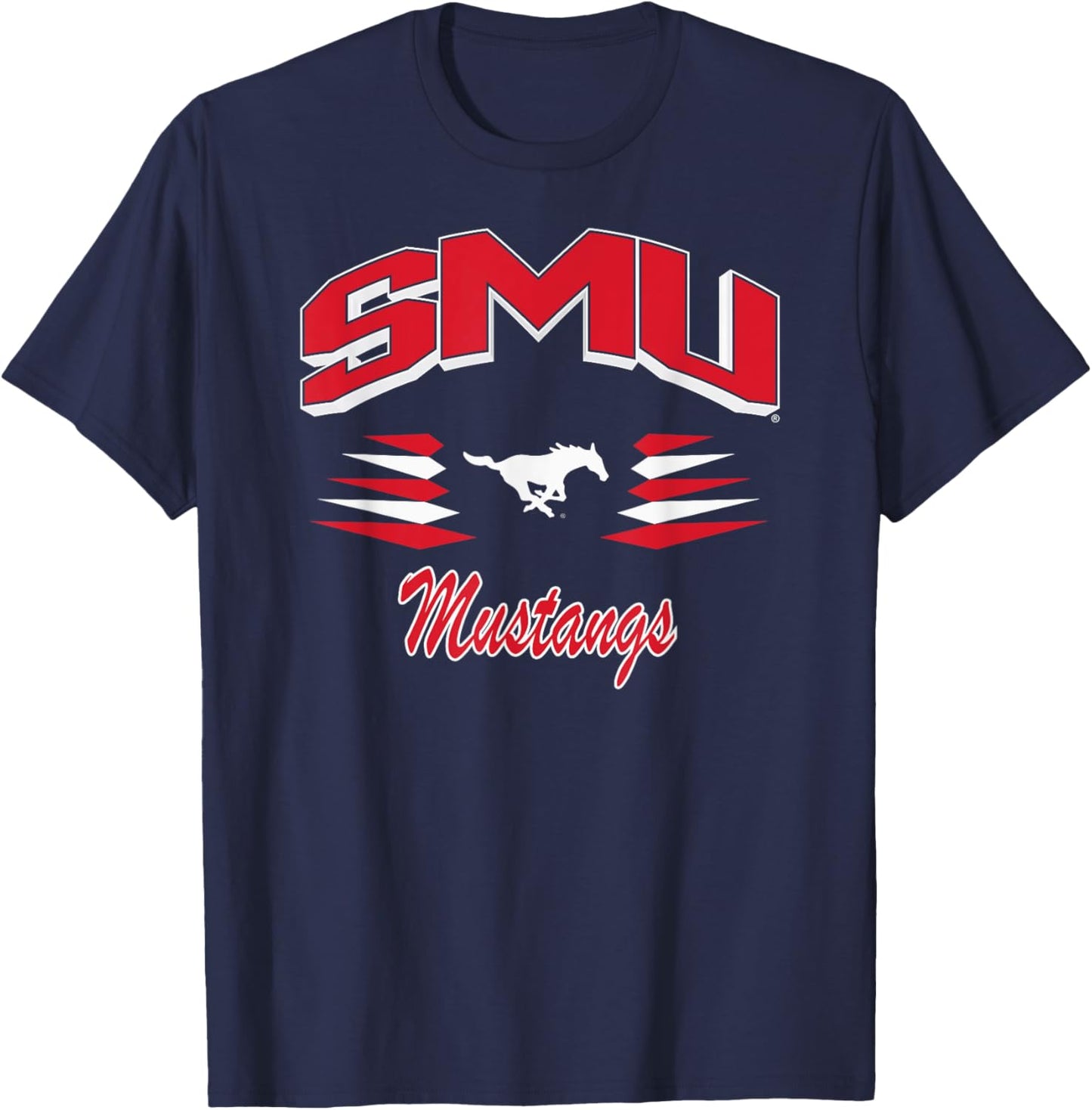 SMU Mustangs Retro Diamond Blue Officially Licensed T-Shirt - T-Shirt | Navy