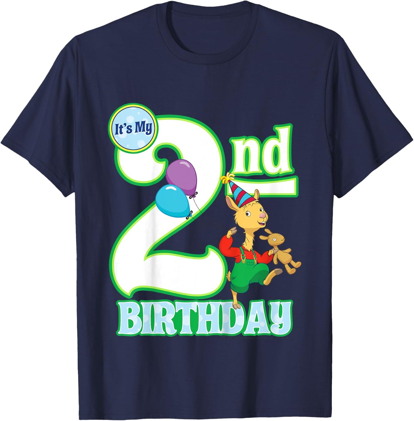 Kids Children's Second Birthday Official Llama Llama Shirt T-Shirt - T-Shirt | Navy
